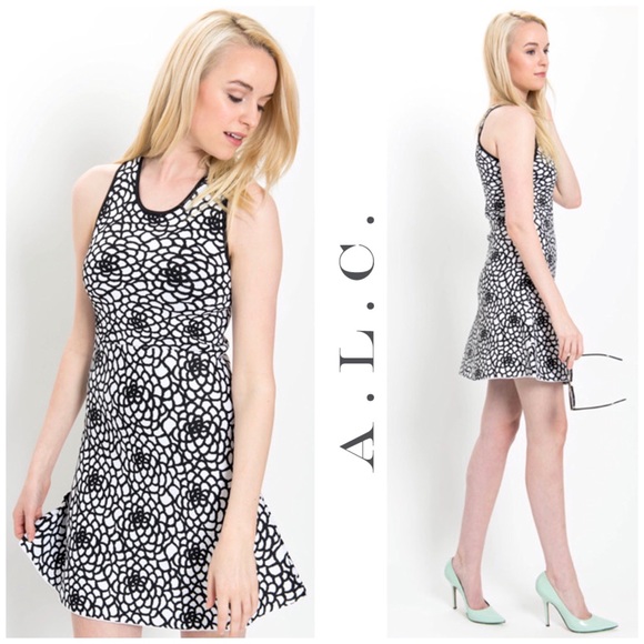 A.L.C. Dresses New Alc 585 Floral Knit Dress Black White Poshmark